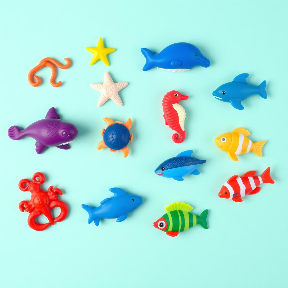 12 collectible sea-creature bath toys