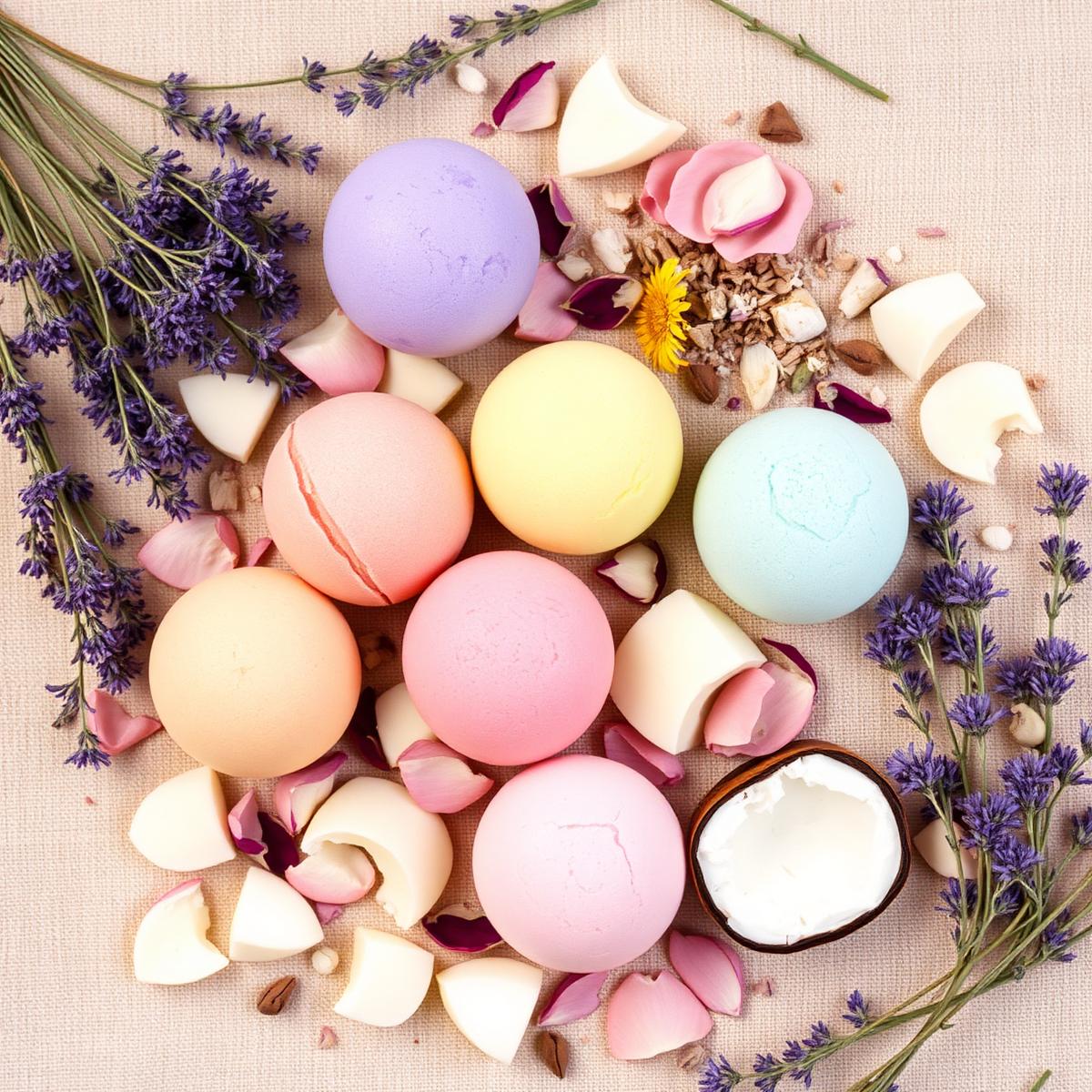 Bath bombs with natural botanical ingredients
